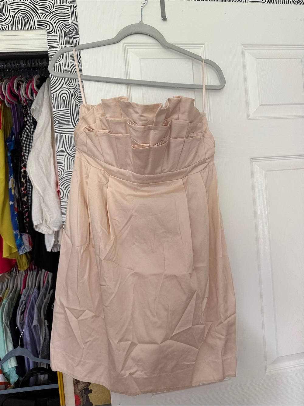 H&M Strapless Pleated Bodice Dress in Blush Pink